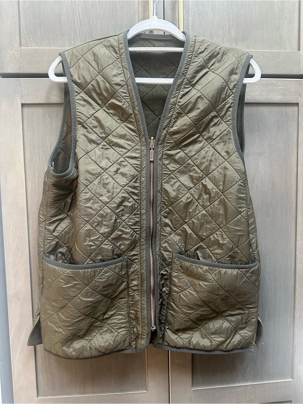 Barbour Polarquilt quilted Vest olive green Puffer Mens Size Medium